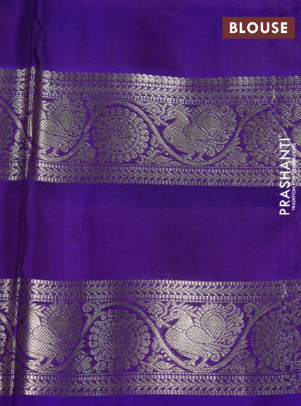 Venkatagiri silk saree rosy brown and royal blue with allover small zari checks & buttas and long rettapet zari woven border