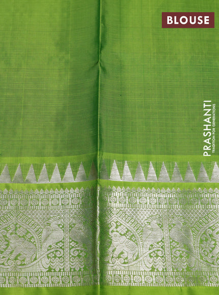 Venkatagiri silk saree green and light green with allover small zari checks & buttas and silver zari woven border