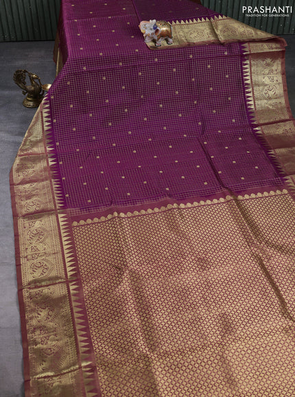 Venkatagiri silk saree magenta pink with allover zari checks & buttas and zari woven border