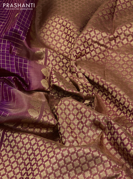 Venkatagiri silk saree magenta pink with allover zari checks & buttas and zari woven border