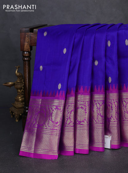 Venkatagiri silk saree royal blue and pink with allover zari woven buttas and long zari woven border