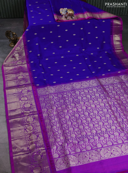 Venkatagiri silk saree royal blue and pink with allover zari woven buttas and long zari woven border