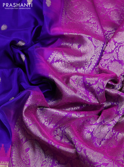 Venkatagiri silk saree royal blue and pink with allover zari woven buttas and long zari woven border