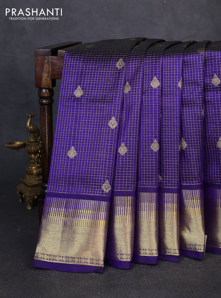 Venkatagiri silk saree violet with allover small zari checks & buttas and rich zari woven border