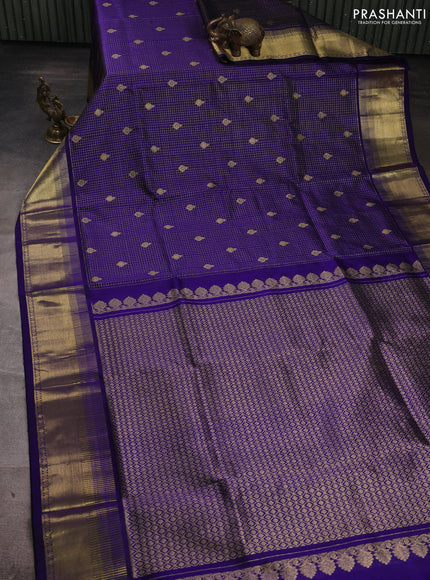 Venkatagiri silk saree violet with allover small zari checks & buttas and rich zari woven border