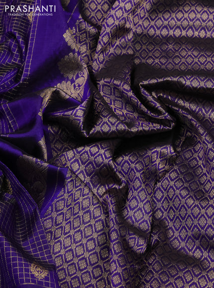 Venkatagiri silk saree violet with allover small zari checks & buttas and rich zari woven border