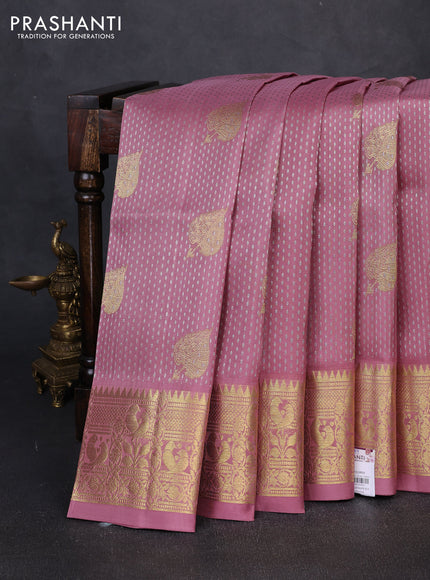 Venkatagiri silk saree dark peach with allover zari woven buttas and zari woven border