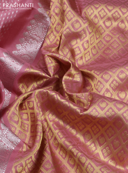 Venkatagiri silk saree dark peach with allover zari woven buttas and zari woven border