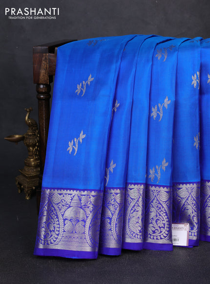 Venkatagiri silk saree blue and royal blue with allover zari woven buttas and zari woven border