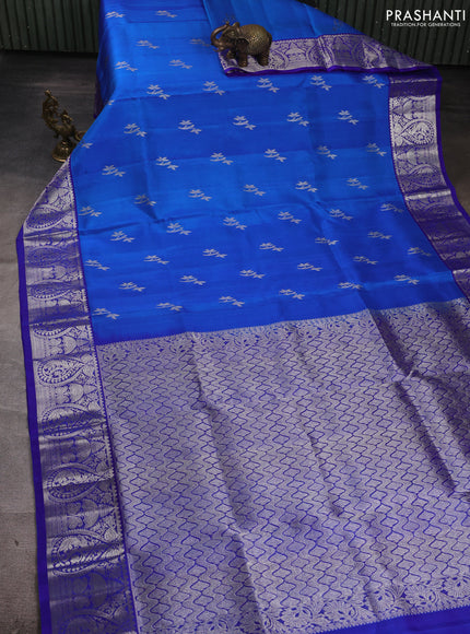Venkatagiri silk saree blue and royal blue with allover zari woven buttas and zari woven border