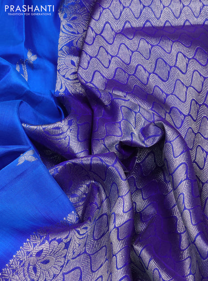 Venkatagiri silk saree blue and royal blue with allover zari woven buttas and zari woven border