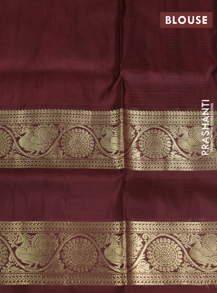Venkatagiri silk saree magenta pink and coffee brown with allover zari woven buttas and long rettapet zari woven border