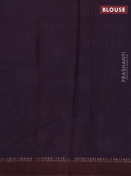Pure tussar silk saree blue with allover pichwai prints and woven border