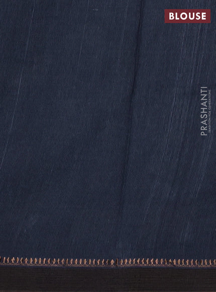 Pure tussar silk saree blue with allover pichwai prints and woven border