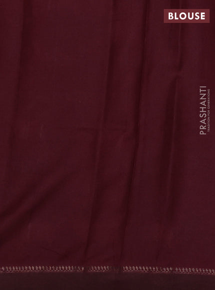 Pure tussar silk saree deep maroon with allover pichwai prints and woven border