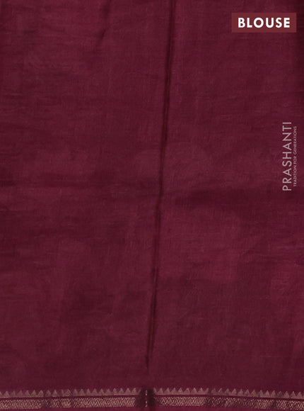 Pure tussar silk saree dark pink with pichwai prints and zari woven border