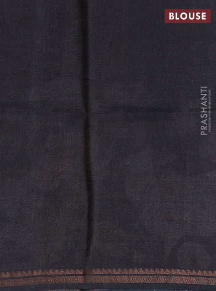 Pure tussar silk saree elephant grey with pichwai prints and zari woven border