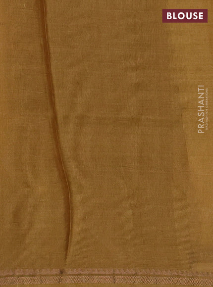 Pure tussar silk saree mustard yellow with pichwai prints and zari woven border