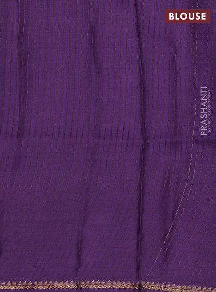 Pure tussar silk saree purple with plain body and long pichwai printed zari border