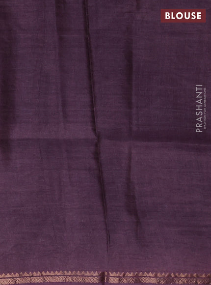 Pure tussar silk saree pastel purple with plain body and long pichwai printed zari border
