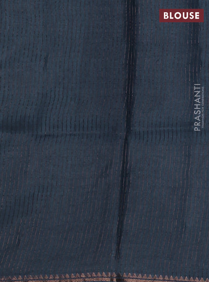 Pure tussar silk saree grey with plain body and long pichwai printed zari border
