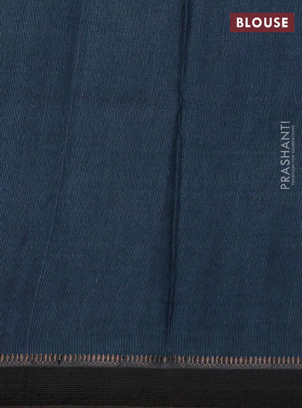 Pure tussar silk saree blue with allover pichwai prints and woven border