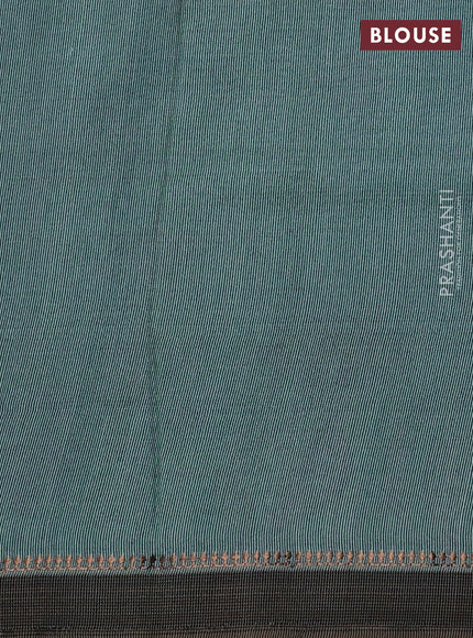 Pure tussar silk saree teal blue with allover pichwai prints and woven border