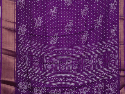 Semi dola pack of 5 multi colour with allover bandhani butta prints and zari woven border