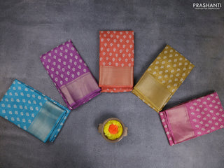 Semi dola pack of 5 multi colour with allover butta prints and zari woven border