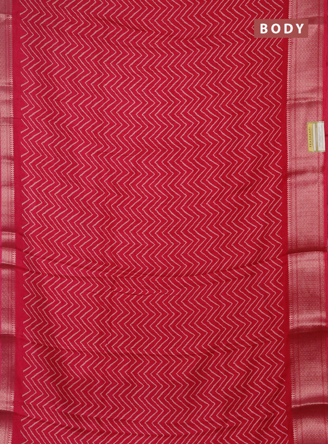 Semi dola pack of 5 multi colour with allover zigzag prints and zari woven border