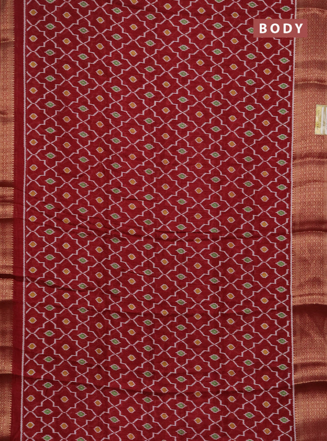 Semi dola pack of 5 multi colour with allover ikat pritns and zari woven border