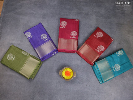 Semi dola pack of 5 multi colour with allover butta prints and zari woven border