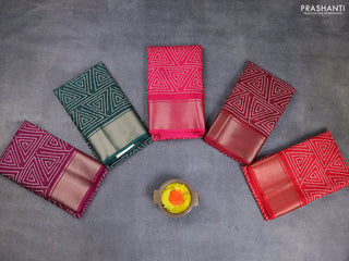 Semi dola pack of 5 multi colour with allover geometric prints and zari woven border