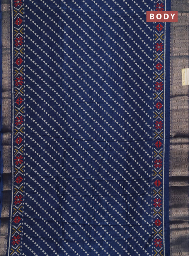 Semi dola pack of 5 multi colour with allover ikat weaves and zari woven border