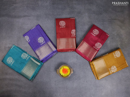 Semi dola pack of 5 multi colour with allover butta prints and zari woven border