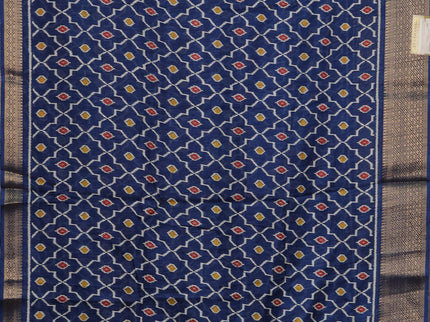 Semi dola pack of 5 multi colour with allover ikat weaves and zari woven border