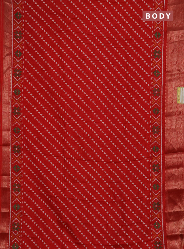 Semi dola pack of 5 multi colour with allover ikat weaves and zari woven border
