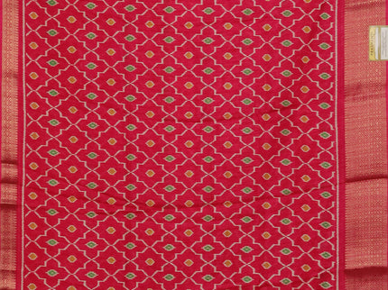 Semi dola pack of 5 multi colour with allover ikat weaves and zari woven border