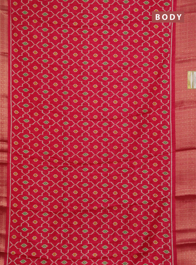 Semi dola pack of 5 multi colour with allover ikat weaves and zari woven border