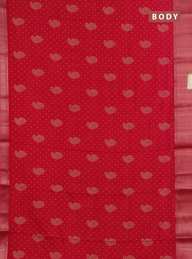 Semi dola pack of 5 multi colour with allover bandhani paisley butta prints and zari woven border