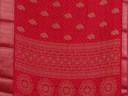 Semi dola pack of 5 multi colour with allover bandhani paisley butta prints and zari woven border