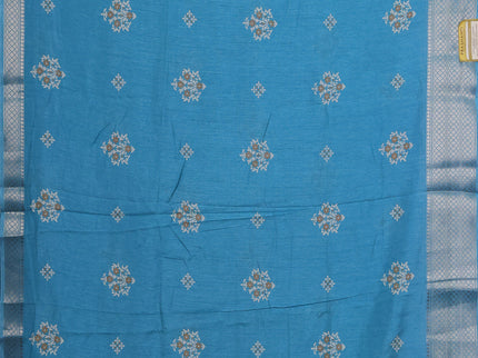 Semi dola pack of 5 multi colour with allover floral butta prints and zari woven border