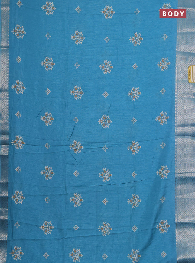 Semi dola pack of 5 multi colour with allover floral butta prints and zari woven border