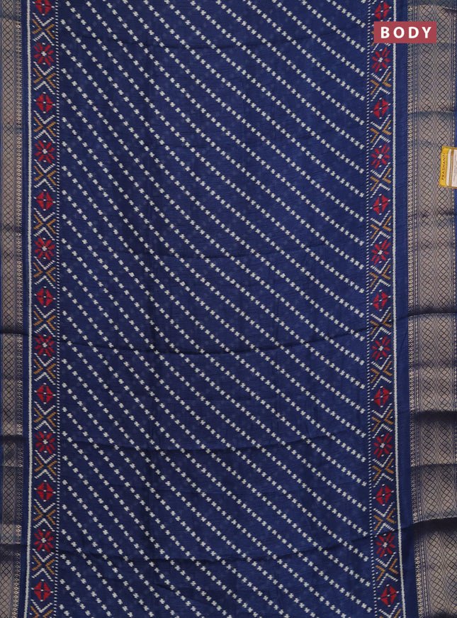 Semi dola pack of 5 multi colour with allover ikat weaves and zari woven border