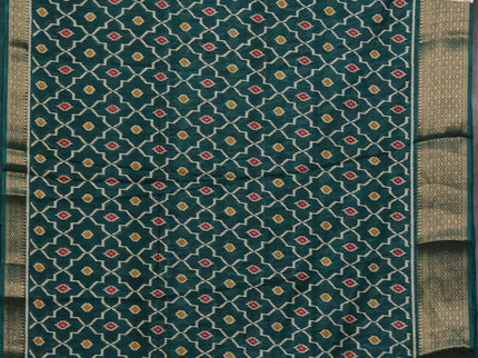 Semi dola pack of 5 multi colour and multi design with allover prints and zari woven border