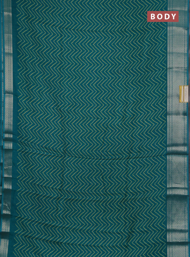 Semi dola pack of 5 multi colour and multi design with allover prints and zari woven border