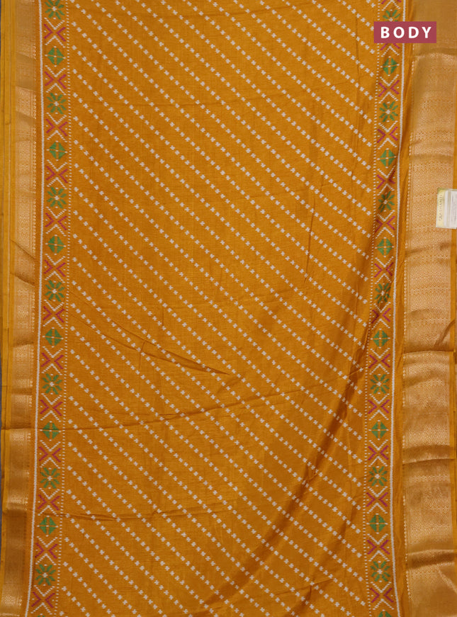Semi dola pack of 5 multi colour with allover ikat weaves and zari woven border