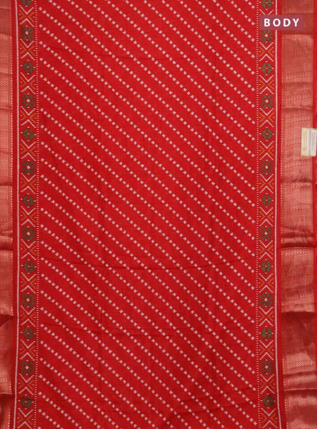 Semi dola pack of 5 multi colour with allover ikat weaves and zari woven border