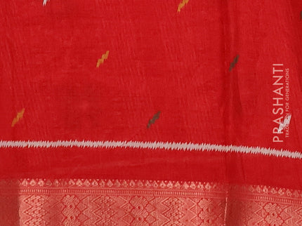 Semi dola pack of 5 multi colour with allover ikat weaves and zari woven border