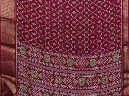 Semi dola pack of 5 multi colour with allover ikat weaves and zari woven border